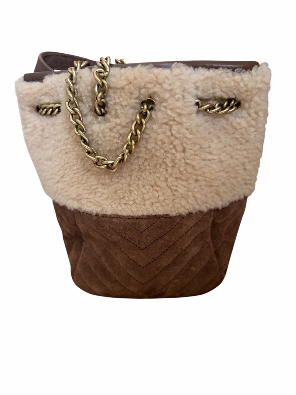 Yves Saint Laurent YSL mini Joe bucket shearling suede bag RETAIL 2,190 - Picture 7 of 14